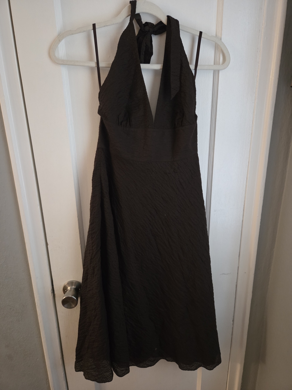 J. Crew Black One-Shoulder Halter Midi Dress